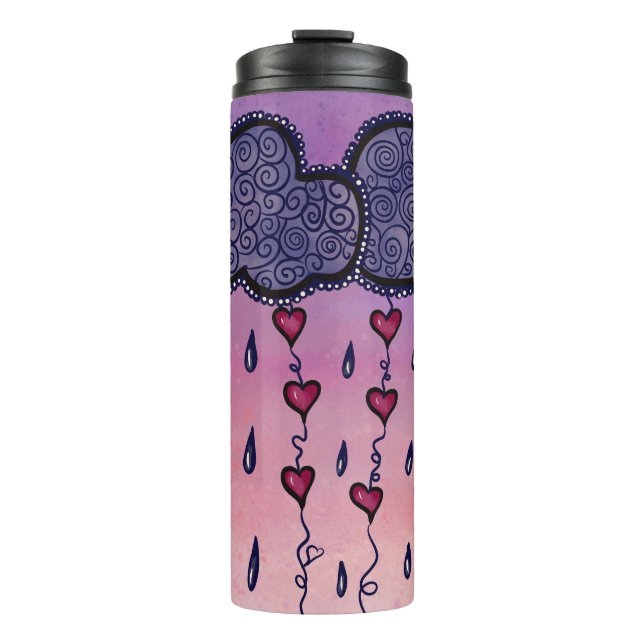 Cute clouds and hearts art thermal tumbler (Front)