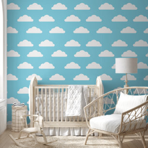 Cute Clouds - Blue Kid's or Nursery Wallpaper