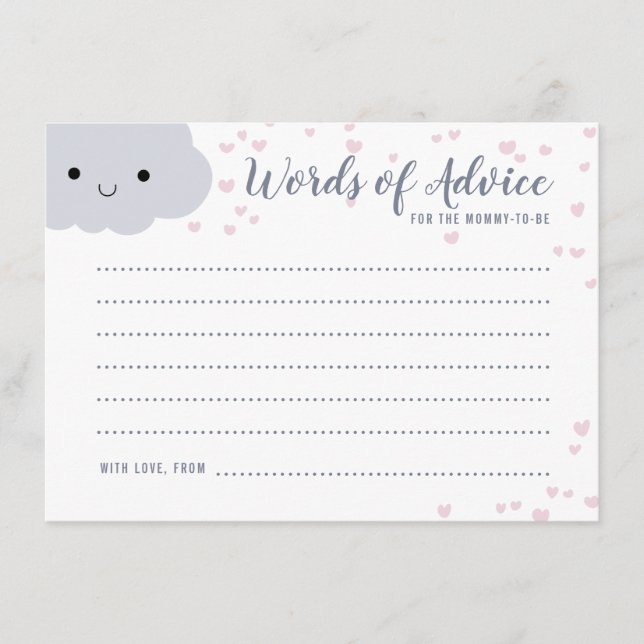 Cute Clouds Family Couples Baby Shower Advice Card (Front)