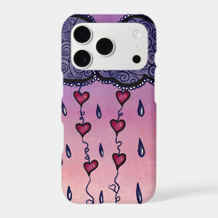 Cute clouds, hearts and raindrops