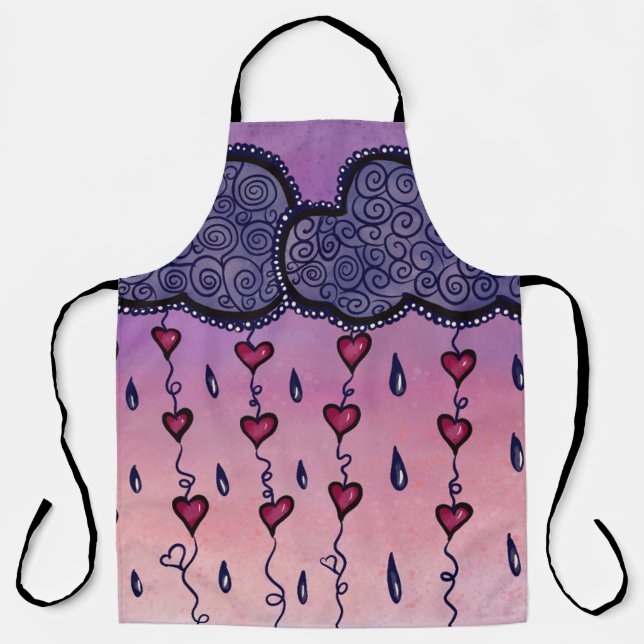 Cute clouds, hearts and raindrops apron (Front)
