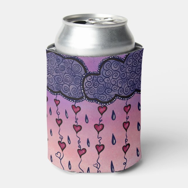 Cute clouds, hearts and raindrops can cooler (Can Front)