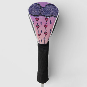 Cute clouds, hearts and raindrops golf head cover