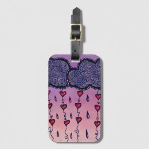 Cute clouds, hearts and raindrops luggage tag