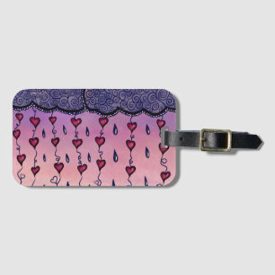 Cute clouds, hearts and raindrops luggage tag