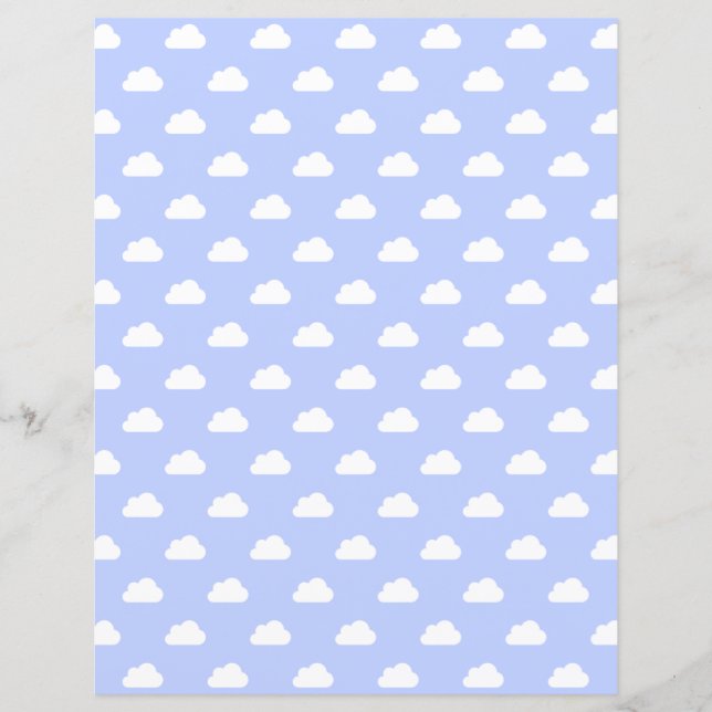 Cute Clouds White on Blue Scrapbook Paper (Front)