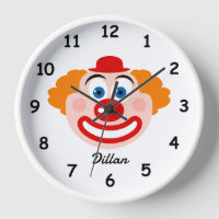Cute clown face wall clock for kid's room