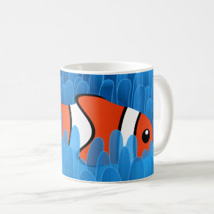 Cute Clown Fish and Beautiful Green Blue Anemone Coffee Mug