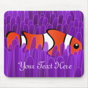 Cute Clown Fish and Beautiful Purple Sea Anemone Mouse Mat