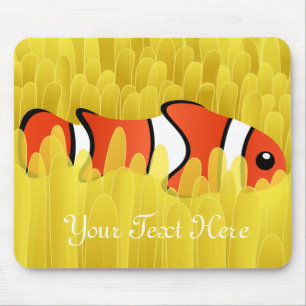 Cute Clown Fish and Beautiful Yellow Sea Anemone Mouse Mat