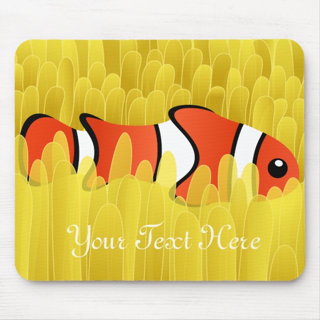 Cute Clown Fish and Beautiful Yellow Sea Anemone Mouse Mat (Front)