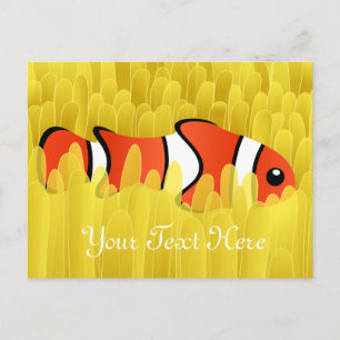 Cute Clown Fish and Beautiful Yellow Sea Anemone Postcard