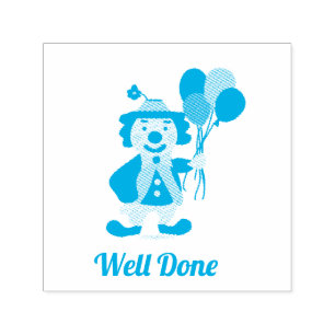 Cute clown Well Done teacher stamp