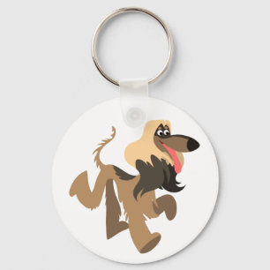 Cute Clownish Cartoon Afghan Hound Keychain