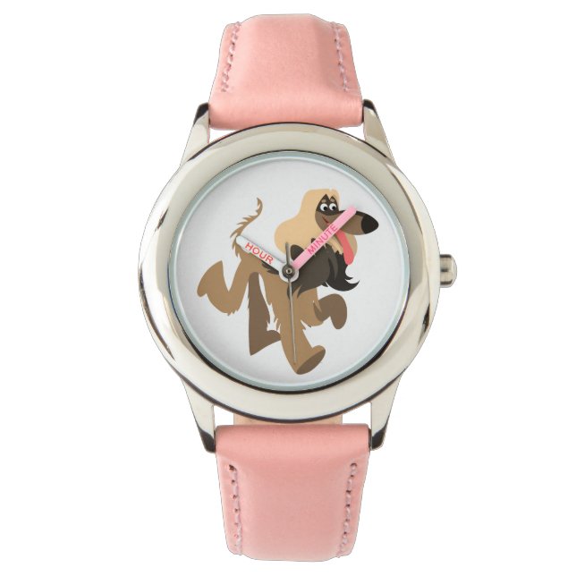 Cute Clownish Cartoon Afghan Hound Watch (Front)