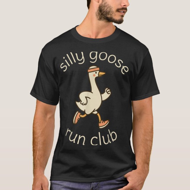 Cute Club Sport Silly Marathon Gymer Running Goose T-Shirt (Front)