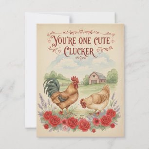 Cute Clucker Vintage Chicken Valentine's Card