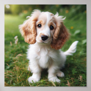 cute Clumber Spaniel puppy Poster