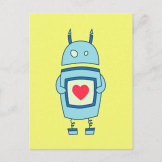 Cute Clumsy Robot With Heart Postcard