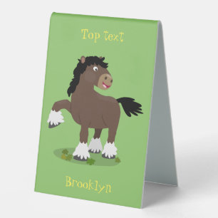 Cute Clydesdale draught horse cartoon illustration