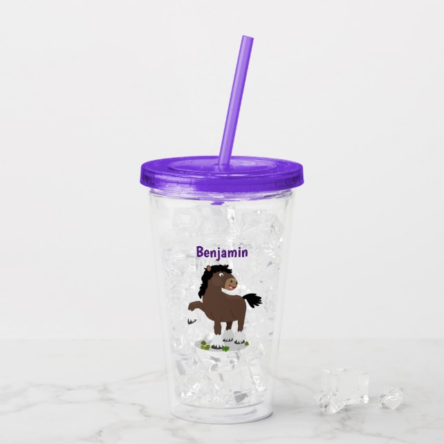 Cute Clydesdale draught horse cartoon illustration Acrylic Tumbler (Back Ice)