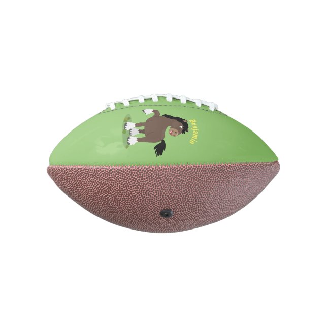 Cute Clydesdale draught horse cartoon illustration American Football (Rotated 270)