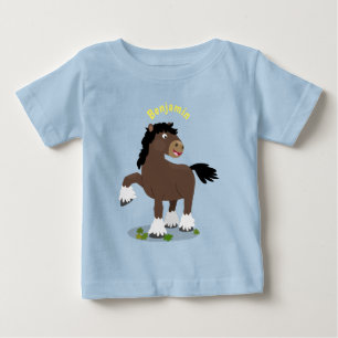 Cute Clydesdale draught horse cartoon illustration Baby T-Shirt