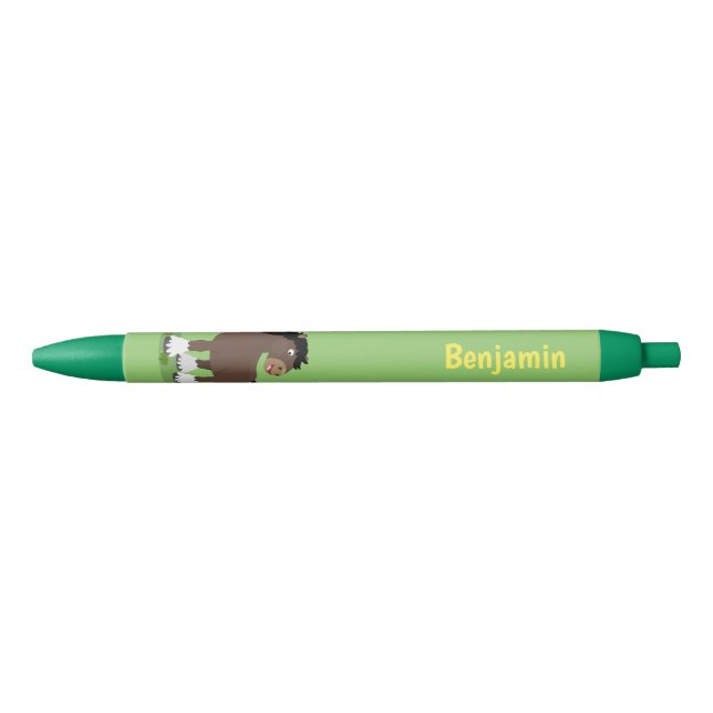 Cute Clydesdale draught horse cartoon illustration Black Ink Pen (Front)