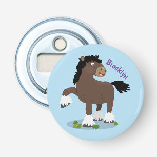 Cute Clydesdale draught horse cartoon illustration Bottle Opener