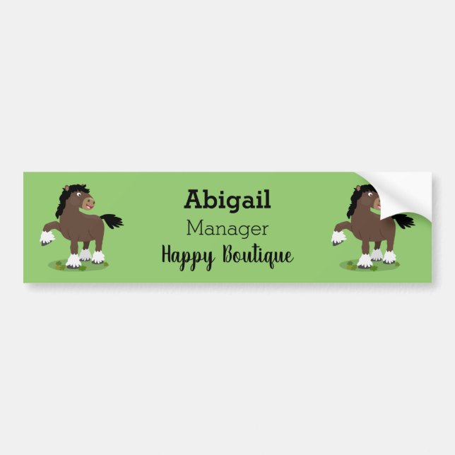 Cute Clydesdale draught horse cartoon illustration Bumper Sticker (Front)