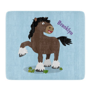 Cute Clydesdale draught horse cartoon illustration Cutting Board