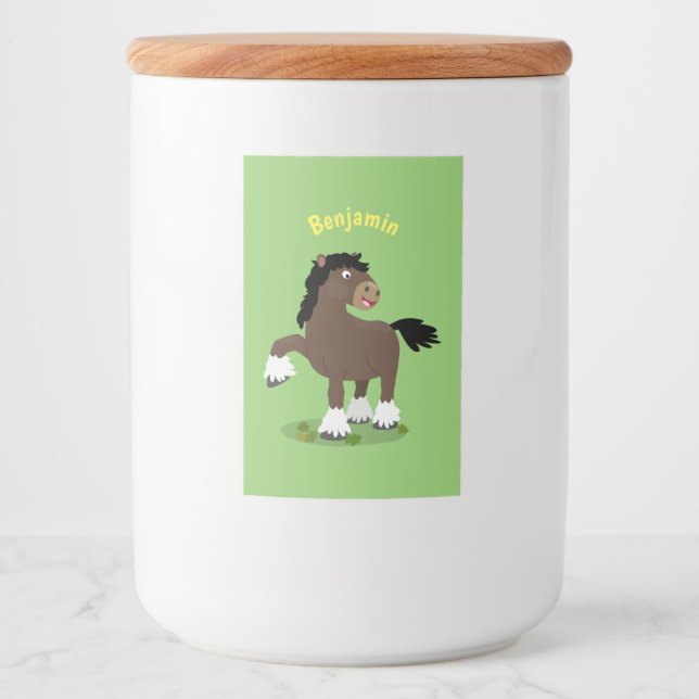 Cute Clydesdale draught horse cartoon illustration Food Label (Front)