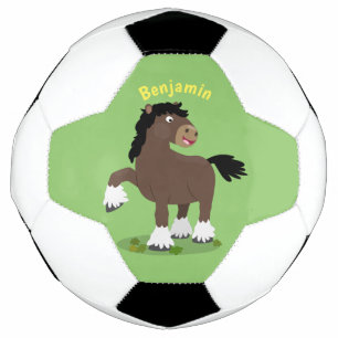 Cute Clydesdale draught horse cartoon illustration Football