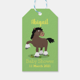 Cute Clydesdale draught horse cartoon illustration Gift Tags