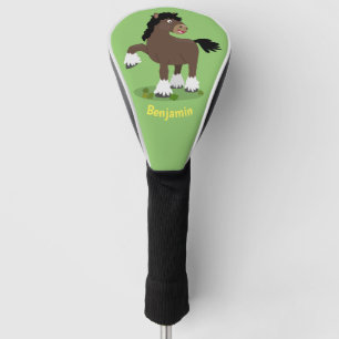 Cute Clydesdale draught horse cartoon illustration Golf Head Cover