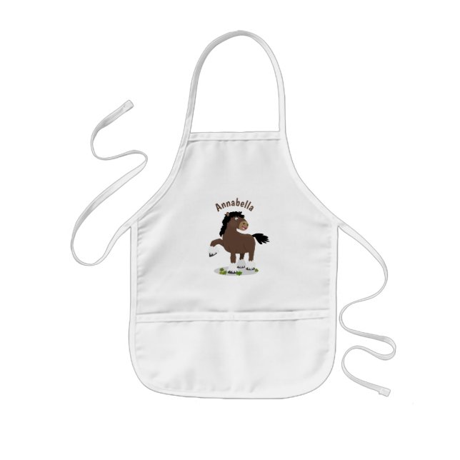 Cute Clydesdale draught horse cartoon illustration Kids Apron (Front)