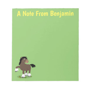 Cute Clydesdale draught horse cartoon illustration Notepad