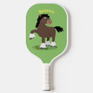 Cute Clydesdale draught horse cartoon illustration Pickleball Paddle