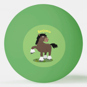 Cute Clydesdale draught horse cartoon illustration Ping Pong Ball