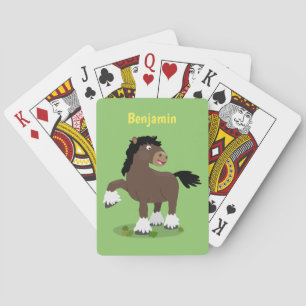 Cute Clydesdale draught horse cartoon illustration Playing Cards