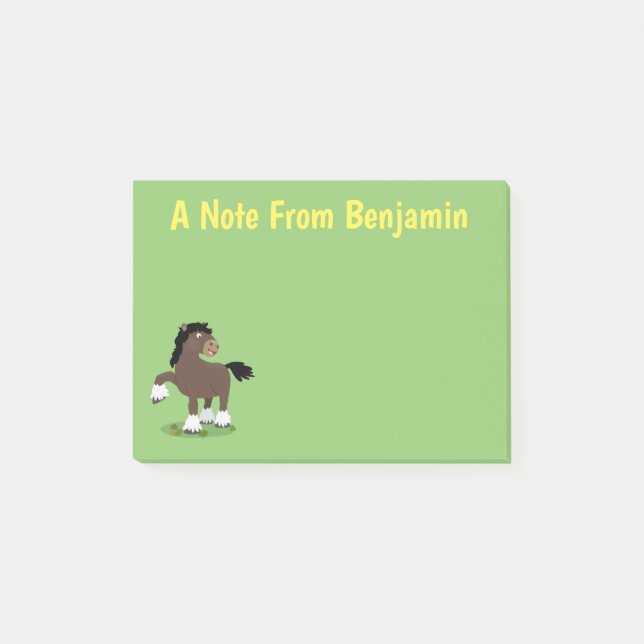 Cute Clydesdale draught horse cartoon illustration Post-it Notes (Front)