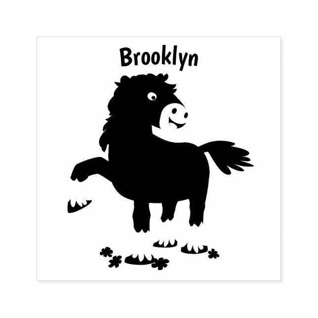 Cute Clydesdale draught horse cartoon illustration Rubber Stamp (Imprint)