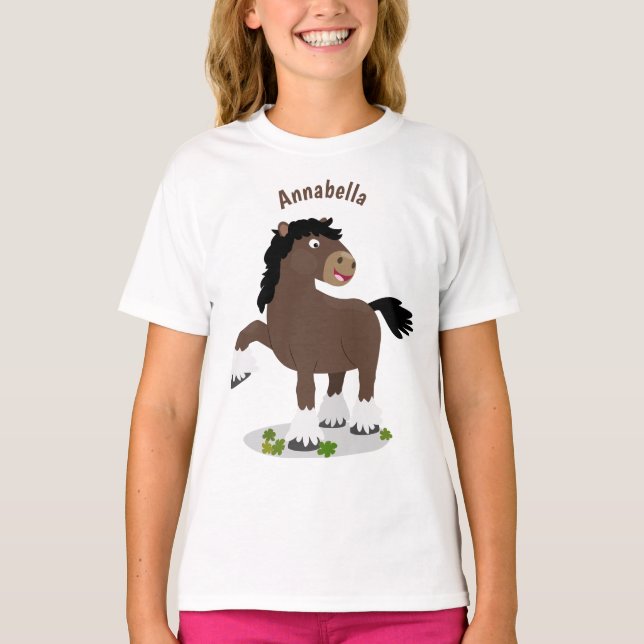 Cute Clydesdale draught horse cartoon illustration T-Shirt (Front)