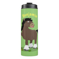 Cute Clydesdale draught horse cartoon illustration