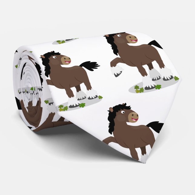 Cute Clydesdale draught horse cartoon illustration Tie (Rolled)