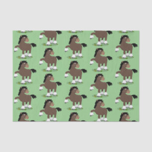 Cute Clydesdale draught horse cartoon illustration Tissue Paper