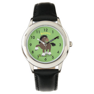 Cute Clydesdale draught horse cartoon illustration Watch
