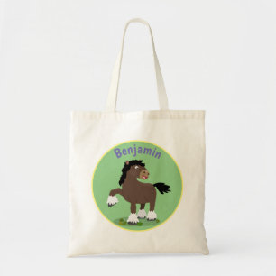 Cute Clydesdale horse cartoon illustration Tote Bag