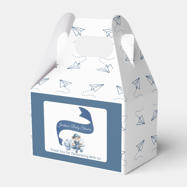 Cute Co-Pilot Baby Boy Shower  Favour Box (Front Side)