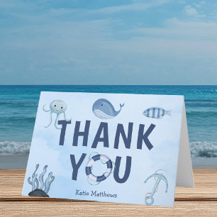 Cute Coastal Baby Shower Ocean Animals Thank You Card